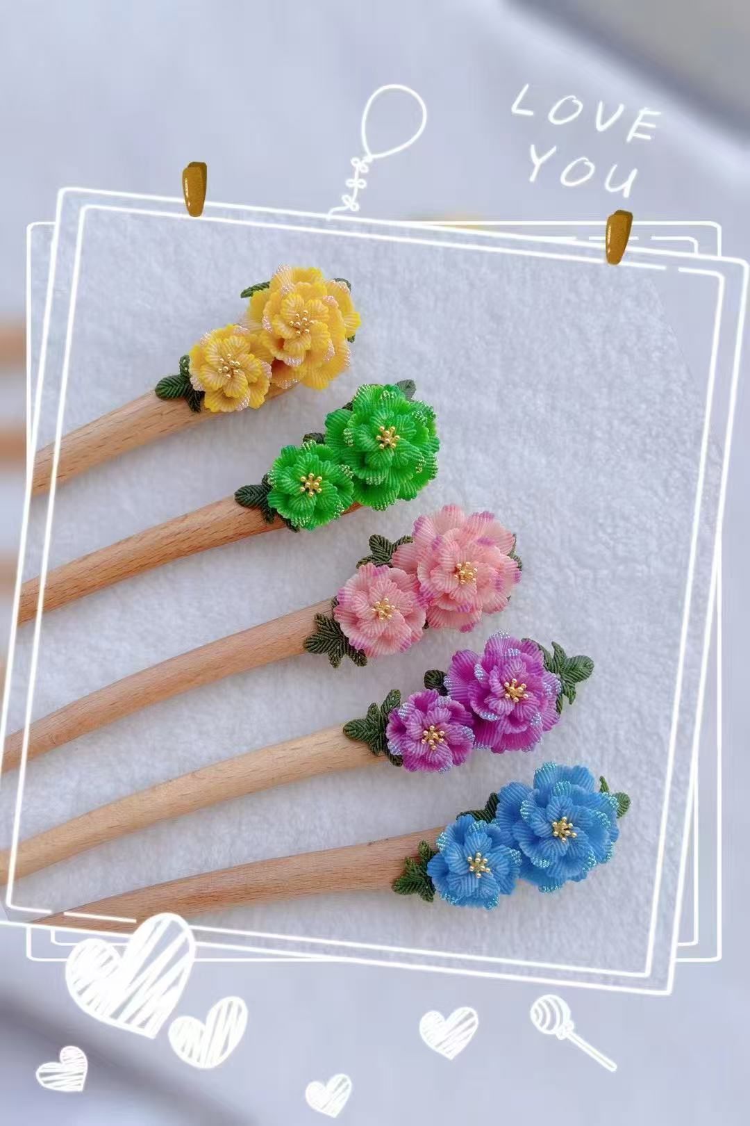 High-End Handwoven Good Luck Hair Clip with Wax Cord Craft