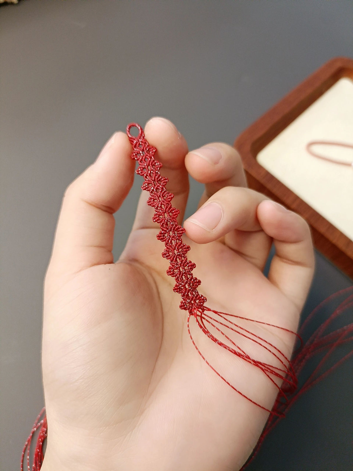 Beaded Design Handwoven Bracelet Luck Cord Knotting Craft