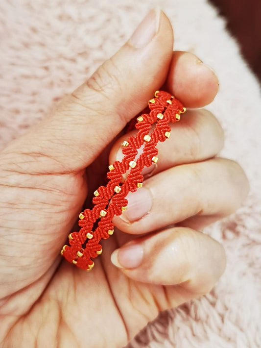 Beaded Design Handwoven Bracelet Luck Cord Knotting Craft