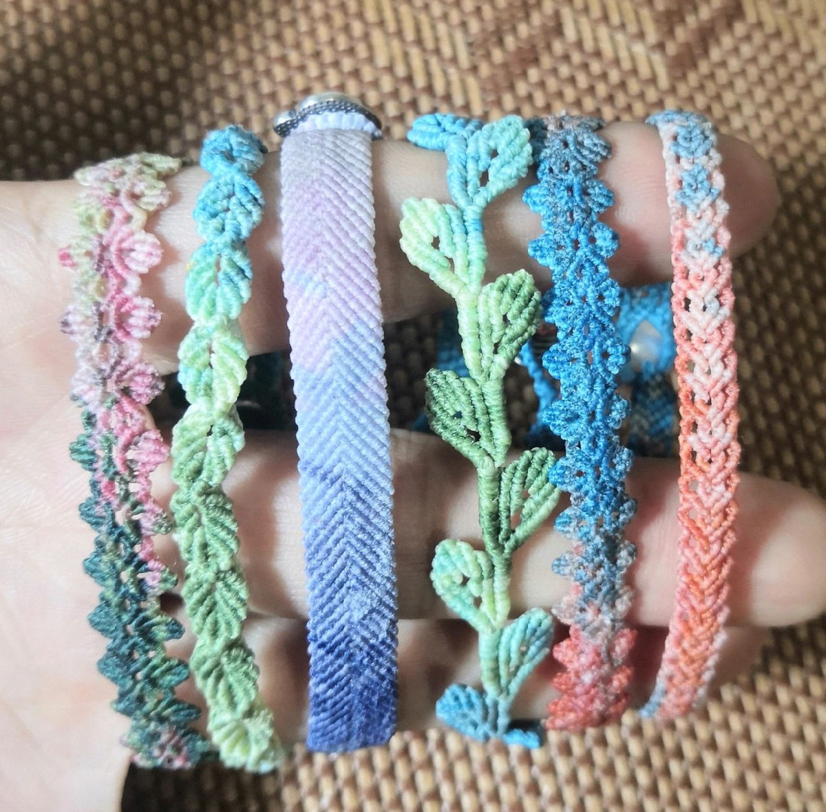 Beaded Design Handwoven Bracelet Luck Cord Knotting Craft