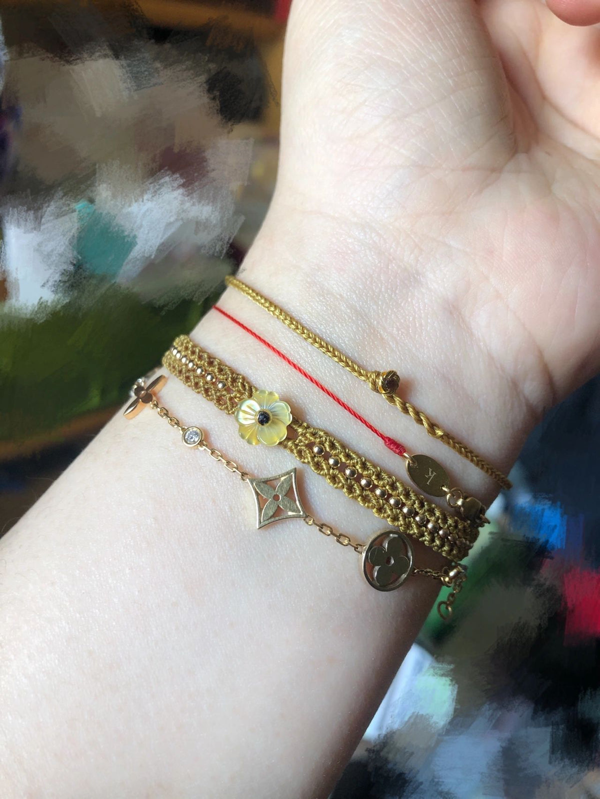 Beaded Design Handwoven Bracelet Luck Cord Knotting Craft